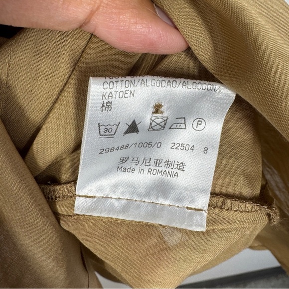 Luisa Cerano Tan Button Down Shirt Size 14 Utility Cotton Blouse Workwear - Picture 10 of 16